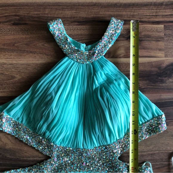 Blue beaded Halter Maxi Gown - Picture 10 of 15